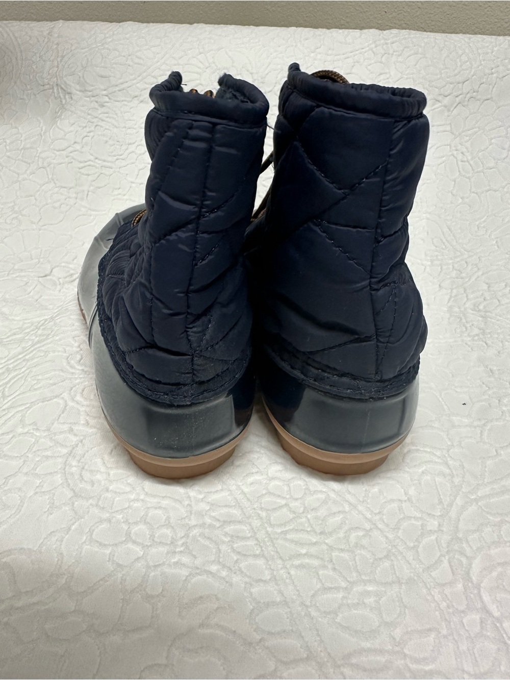 Women’s Navy Quilted Waterproof Duck Boots - Picture 4 of 7